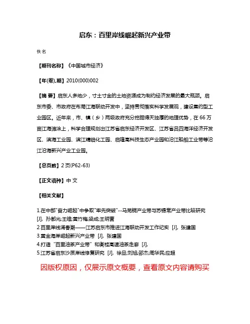 启东:百里岸线崛起新兴产业带
