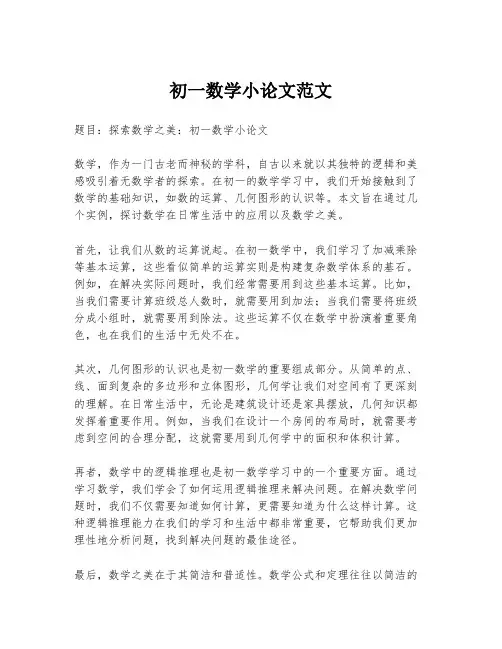 初一数学小论文范文
