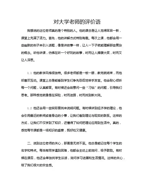 对大学老师的评价语