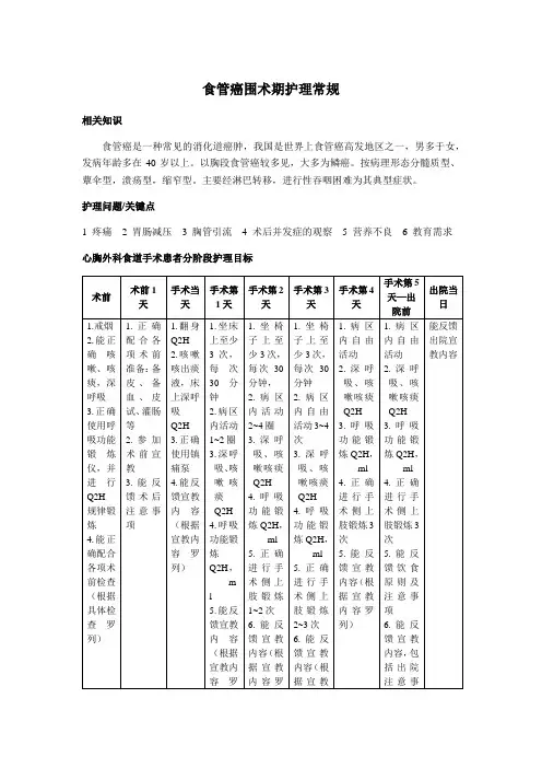 食管癌围术期护理常规