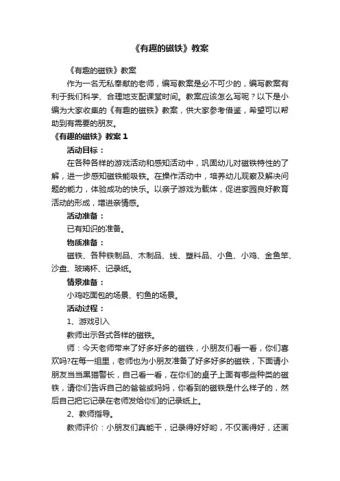 《有趣的磁铁》教案