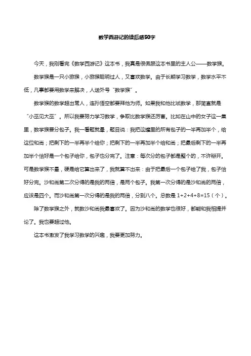 数学西游记的读后感50字
