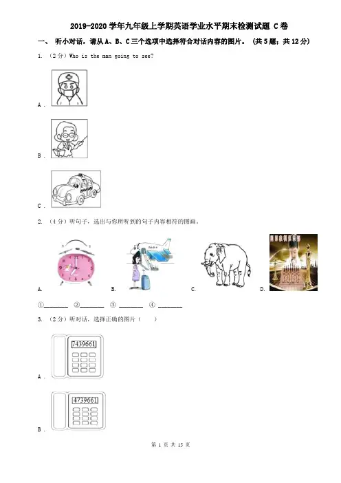 2019-2020学年九年级上学期英语学业水平期末检测试题 C卷
