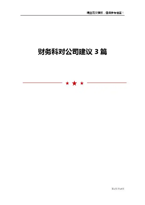 财务科对公司建议3篇
