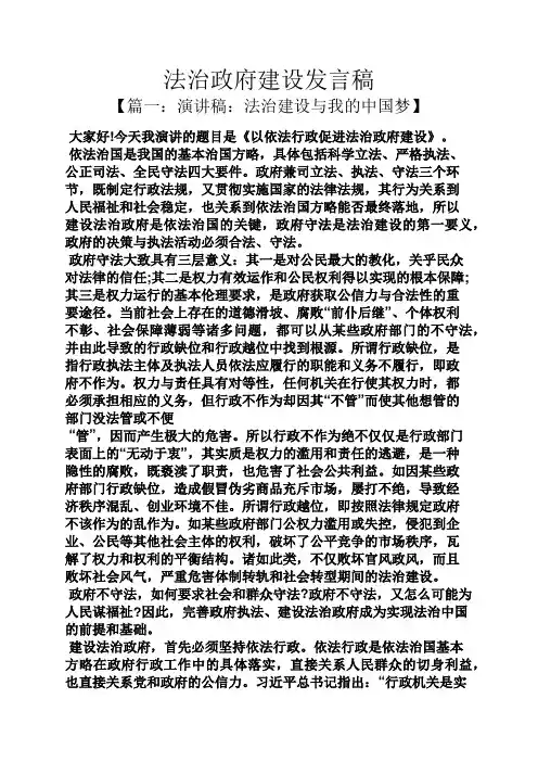 法治政府建设发言稿