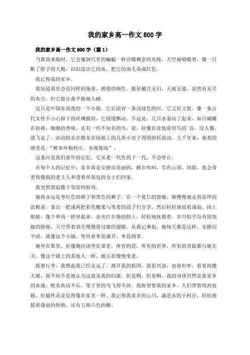 我的家乡高一作文800字