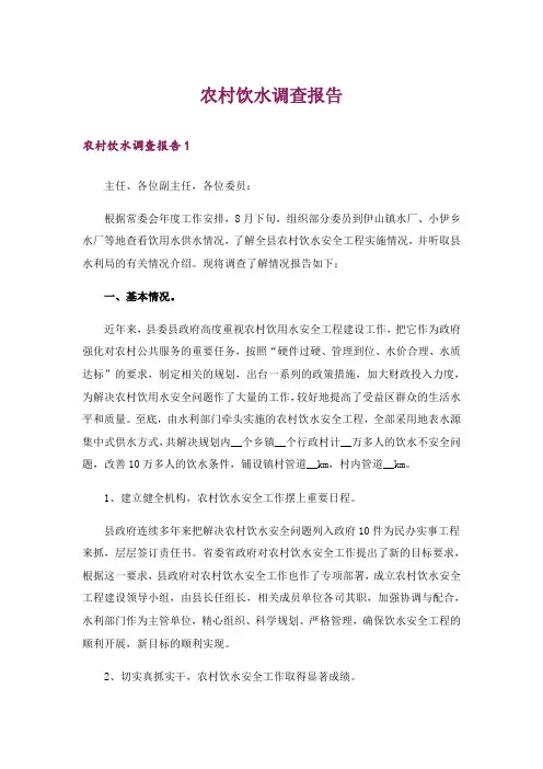 农村饮水调查报告