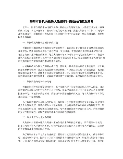 基层审计机关推进大数据审计面临的问题及思考
