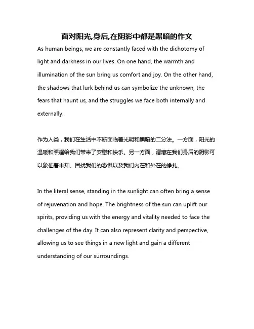 面对阳光,身后,在阴影中都是黑暗的作文