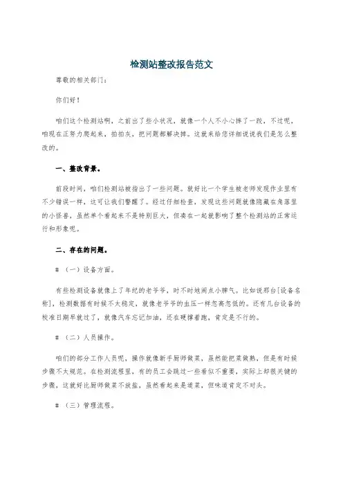 检测站整改报告范文