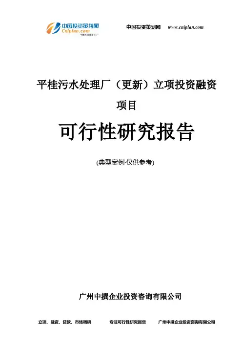 平桂污水处理厂(更新)融资投资立项项目可行性研究报告(中撰咨询)