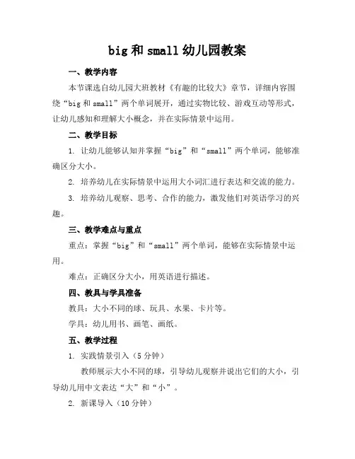 big和small幼儿园教案