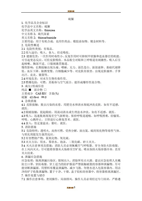 危化品MSDS-硫脲