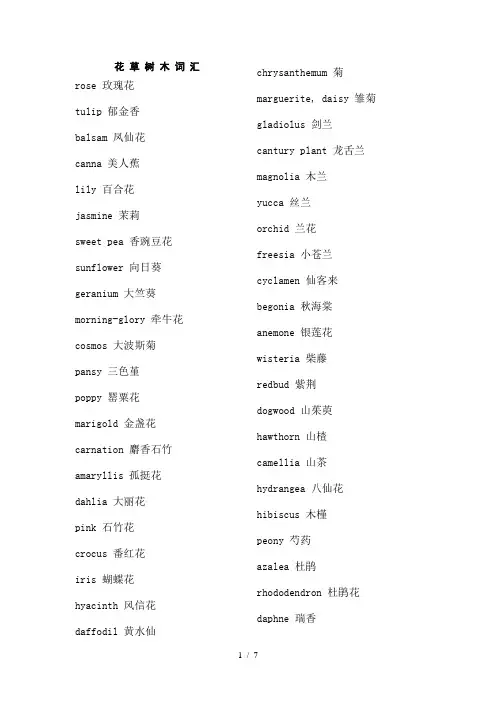 常见植物英文单词