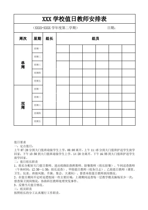 校务日志(学校值日检查日记)模板