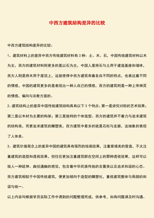 推荐：中西方建筑结构差异的比较