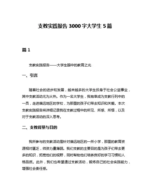 支教实践报告3000字大学生5篇