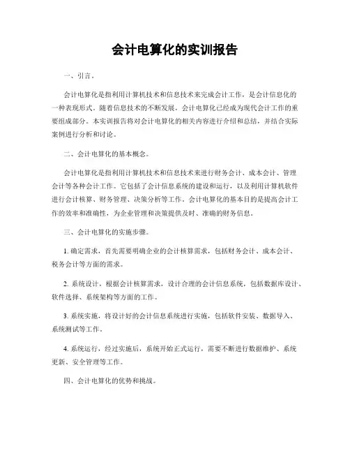 会计电算化的实训报告