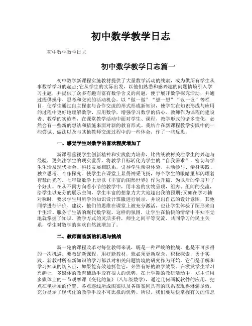 初中数学教学日志
