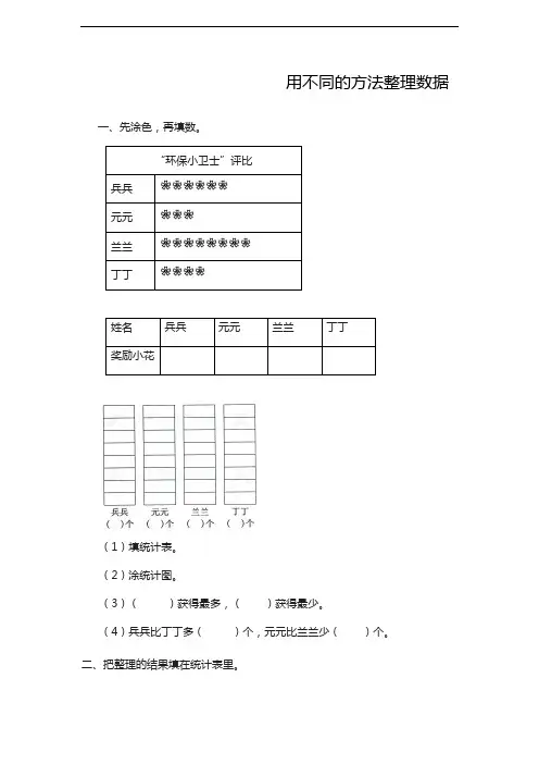 2020—2021年青岛版六三制小学数学三年级下册用不同的方法整理数据(精心整理精品试题).doc