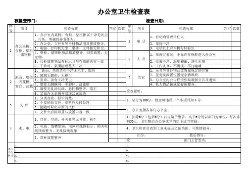 办公室卫生检查表