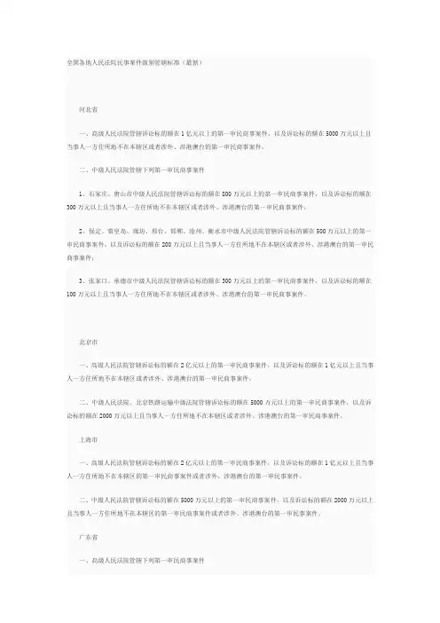 法院级别管辖标准