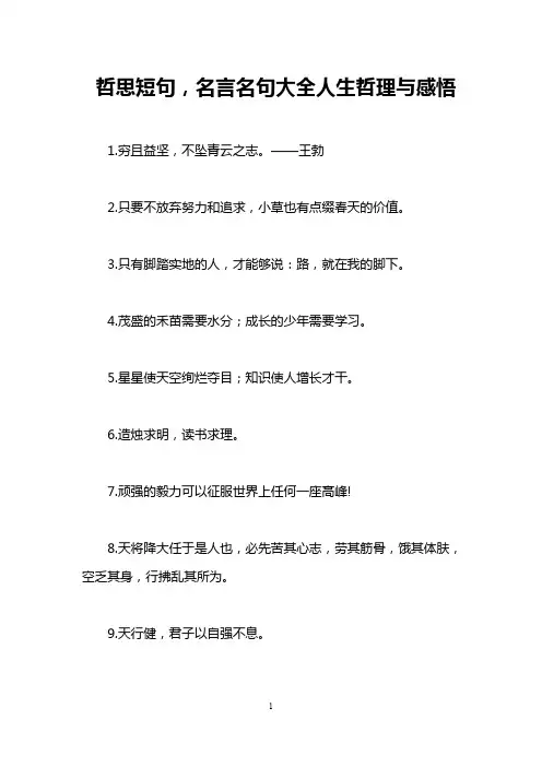 哲思短句,名言名句大全人生哲理与感悟