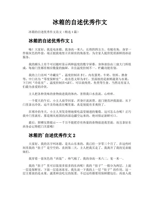 冰箱的自述优秀作文