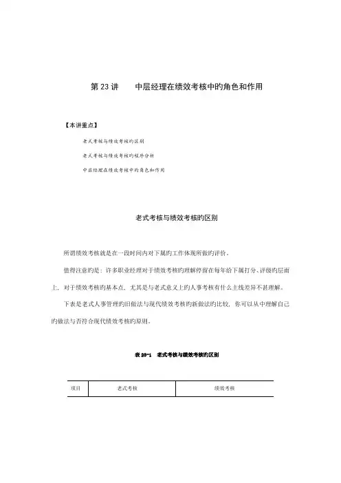 职业经理人第讲中层经理在绩效考核中的角色和作用