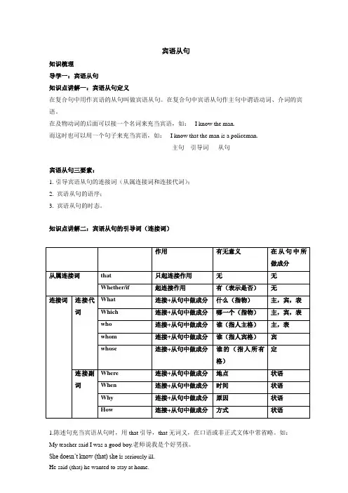 宾语从句初三总复习(用心整理_附答案)