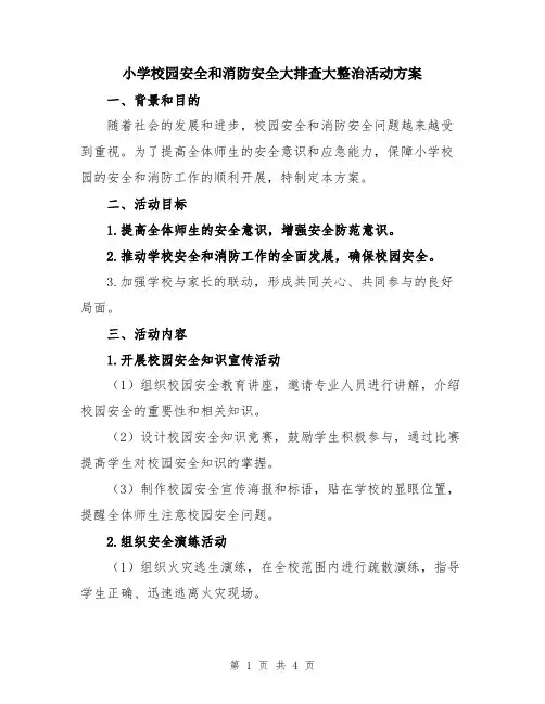 小学校园安全和消防安全大排查大整治活动方案