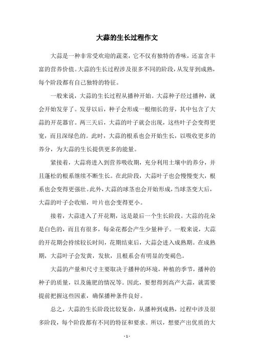 大蒜的生长过程作文