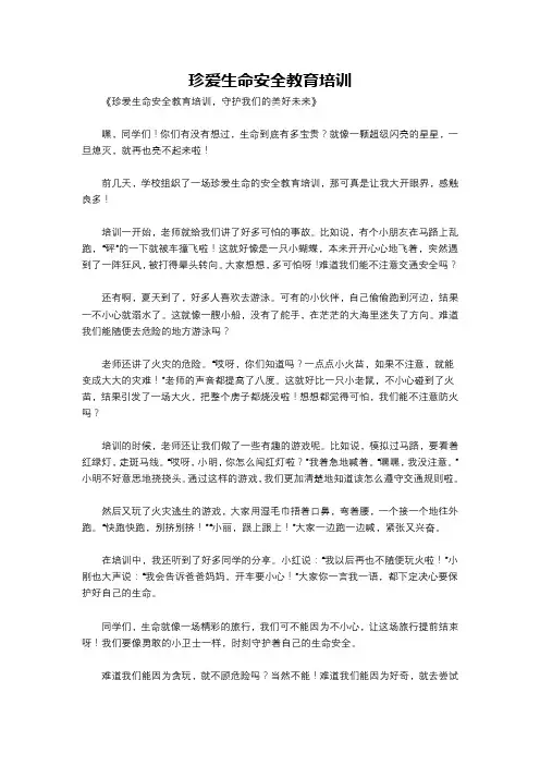 珍爱生命安全教育培训