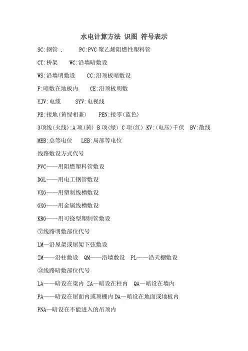 水电计算方法-识图-符号表示SC