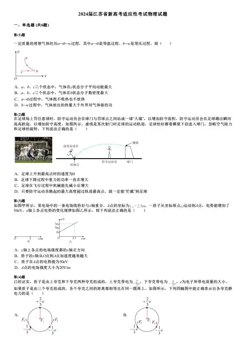 2024届江苏省新高考适应性考试物理试题