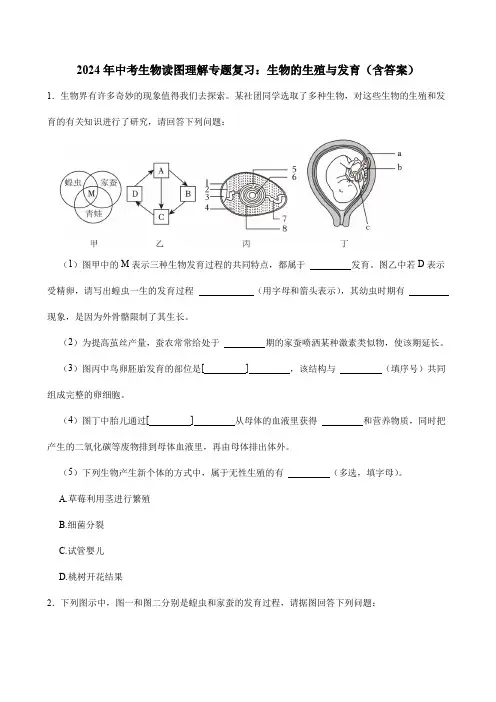 2024年中考生物读图理解专题复习：生物的生殖与发育(含答案)
