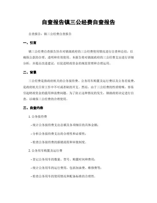 自查报告镇三公经费自查报告