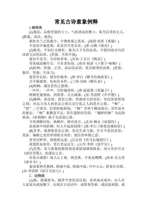 高考语文常见古诗意象例释