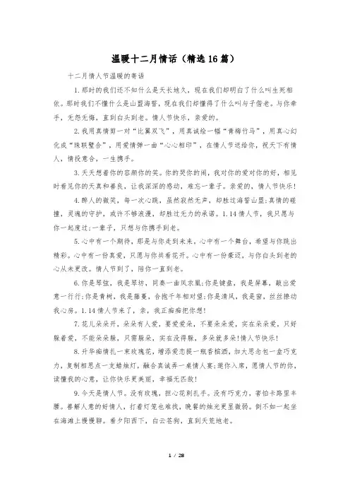 温暖十二月情话(精选16篇)