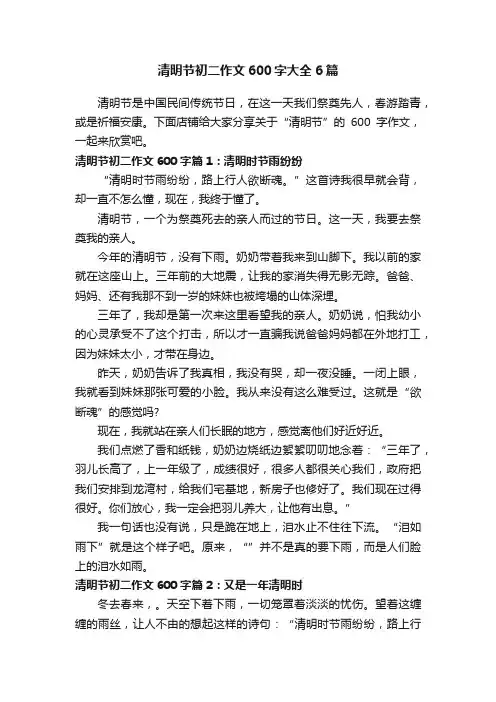 清明节初二作文600字大全6篇