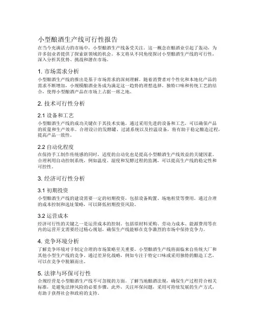 小型酿酒生产线可行性报告