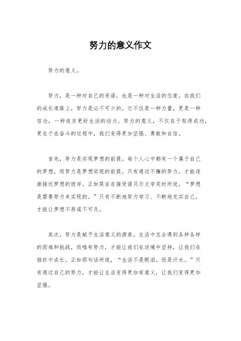 努力的意义作文