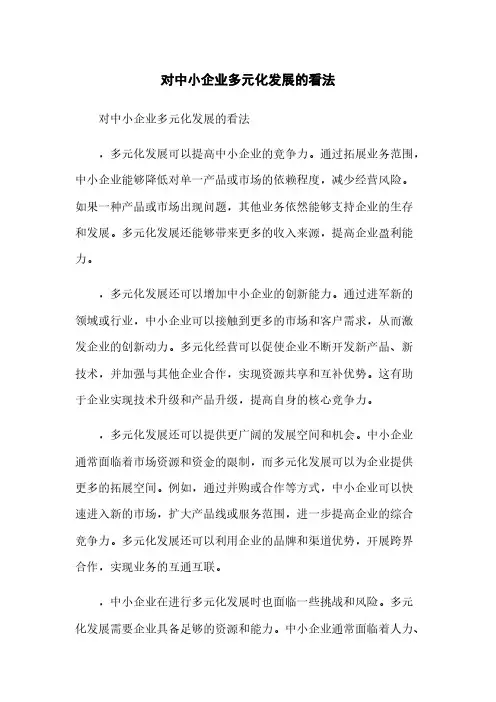对中小企业多元化发展的看法