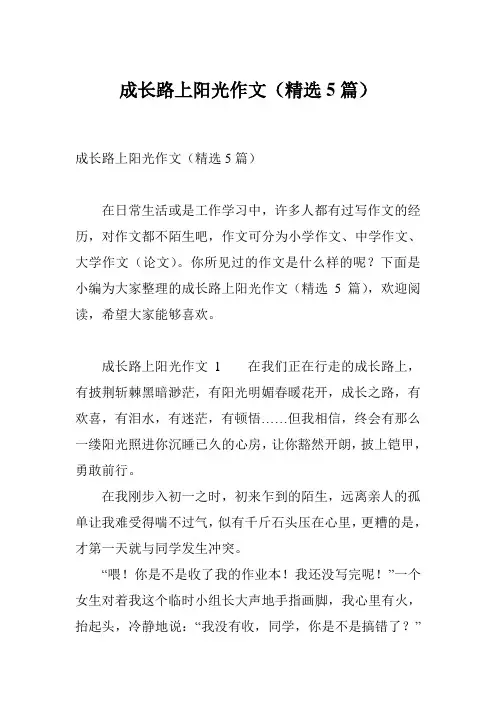 成长路上阳光作文(精选5篇)
