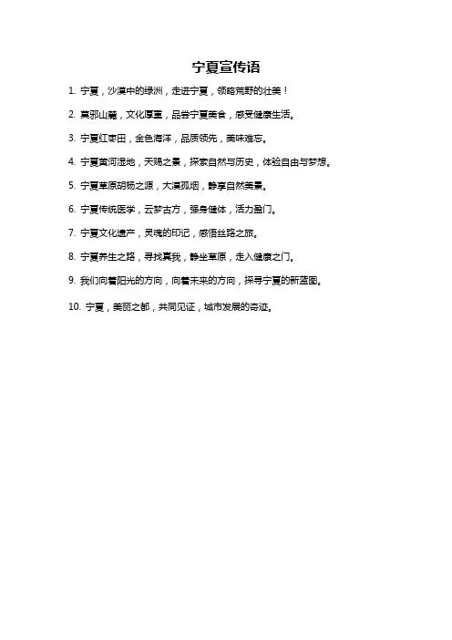 宁夏宣传语