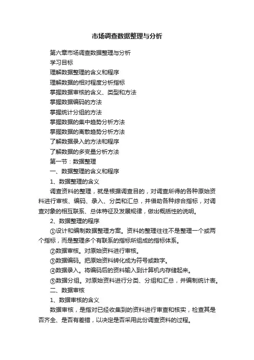 市场调查数据整理与分析