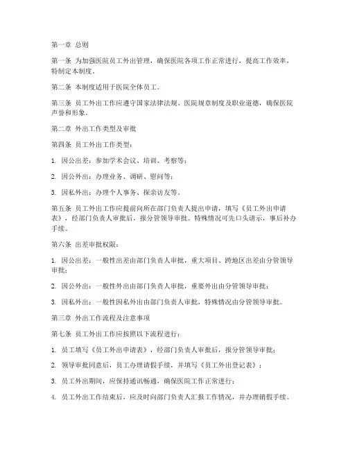 医院员工外出管理制度范本