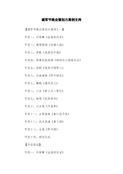 建军节晚会策划方案例文两
