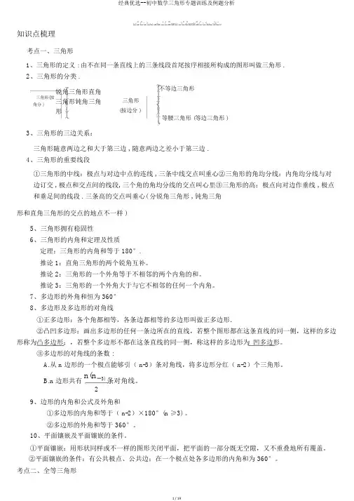 经典精选--初中数学三角形专题训练及例题解析