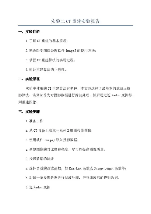 实验二CT重建实验报告